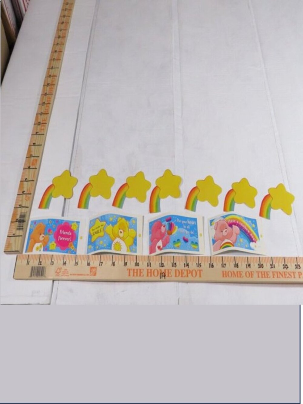 VTG 2002 Care Bears Valentines Cards & Rainbow Stars Bulletin Board Craft Lot